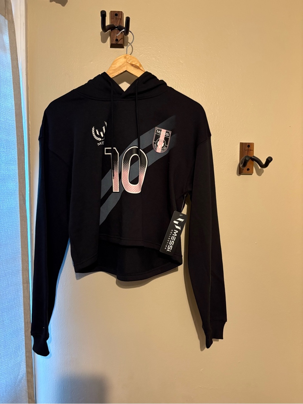 Messi 10 Black Cropped Hoodie